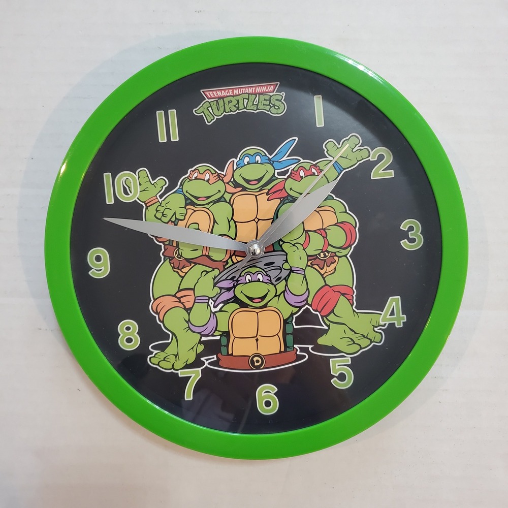 Teenage Mutant Ninja Turtles Wall Clock Green Round TMNT Kids Decor